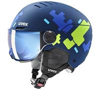 (TG. 54-58 cm) uvex Rocket jr Visor, Casco da Sci Unisex Bambino, Blue Puzzle Ma