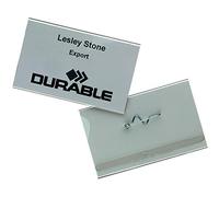 (TG. 54 x 90 mm) DURABLE 860419 - Portanome con spilla, 54x90 mm, trasparente, c