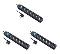 (TG. 6 Posti (Confezione da 3)) Electraline 62074 Multipresa, Nero, 6 Posti (Con