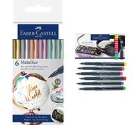 (TG. 6 Unit (Confezione da 1) + 6) Faber-Castell - Metallics Marker, 6 pc (1607