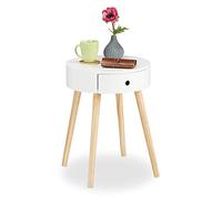 (TG. 6 X 22 X 26,5) Relaxdays 10021839 Tavolino Rotondo, Cassetto, Design Scandi