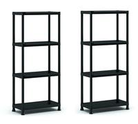 (TG. 60/4) Keter Set da 2 Scaffali 60/4, Nero, 4 Ripiani, Portata massima 20 Kg