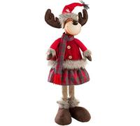 (TG. 60 cm) WeRChristmas - Statuetta di renna natalizia in piedi in tartan, mult