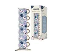 (TG. 60 ML) Bialetti Set 6 Tazzine Impilabili Bridgerton, Porcellana, No Lavasto