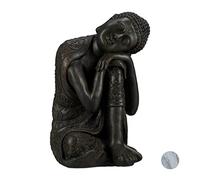 (TG. 60 x 35 x 35 cm) Relaxdays Statua del Buddha con Testa Piegata, XL 60cm, da