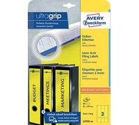(TG. 61 x 297 month) Avery Border Binder Labels, Yellow 61 x 297mm (20) - NUOVO