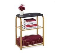 (TG. 62 x 50 x 30 cm) Relaxdays Tavolino Effetto Marmo con Contenitore, Laterale