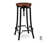 (TG. 67,5 x 34 x 34 cm) relaxdays Sgabello da Bar Industrial, Girevole Sedia Rot