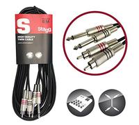 (TG. 6m) Stagg STC6P Cavo S Serie Audio 2 x Jack Fono Gemello RCAm a Jack 6,3 mm