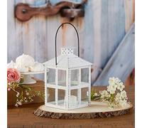 (TG. 7.5 Inch White Decorative Lantern) Kate Aspen - Portacandele bianco rustico