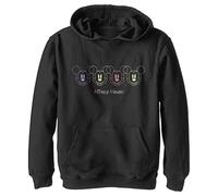 (TG. 7 anni) Disney Classic Mickey, Neon Faces Yth Felpa Jet Nero 7/8 - NUOVO