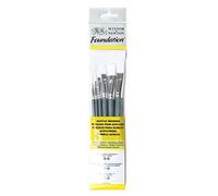 (TG. 7 x 1 x 4.3 cm) Winsor&Newton - Foundation 6 Pennelli Acrilico - Round 3,6