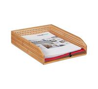 (TG. 7 x 25 x 33 cm) Relaxdays Vaschetta Portadocumenti in Bambù Perforato, Imp