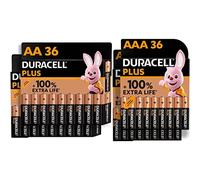 (TG. 72 Batterie) Duracell - 72 Batterie Plus Alcaline (2x18 AA + 2x18 AAA), 1.5