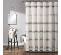 (TG. 72 Inches x 72 Inches) Lush Decor Tenda da doccia a righe blu con decorazio