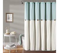 (TG. 72 Inches x 72 Inches) Lush Decor Tenda da doccia con bottoni in lino blu/b