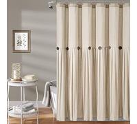 (TG. 72 Inches x 72 Inches) Lush Decor Tenda da doccia in lino con bottoni a pie