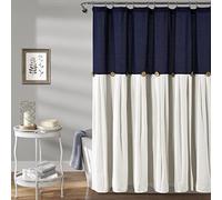 (TG. 72 Inches x 72 Inches) Lush Decor Tenda da doccia plissettata in lino con b