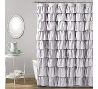 (TG. 72 x 72) Lush Decor, Lilac Ruffle Shower Curtain | Floral Textured Sha