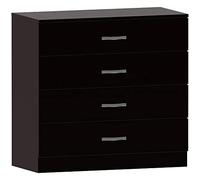 (TG. 72 x 75 x 36 cm) Home Discount Nero cassettiera, 4 cassetti con Maniglie in