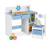 (TG. 79,5 x 80 x 40 cm) Relaxdays Scrivania e Sedia per Bambini, con Cassetto e