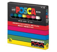 (TG. 8) Uni-Ball Posca Pc5M Astuccio 8 Marcatori, Colori Assortiti - NUOVO