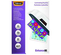 (TG. 80 my) Fellowes 5452003 Pouches Opache Enhance80, Formato A3, 80 Micron, Co