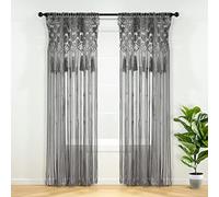 (TG. 84L x 50W) Lush Decor Boho Macramè - Tenda da finestra in cotone, con napp