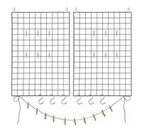 (TG. 90 ×65 cm) SONGMICS Pannello Griglia, Set di 2 Espositori Foto a Parete, 6