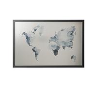 (TG. 90x60 cm) Bi-Office, Lavagna Ink Mappa del Mondo, Finitura Argento Magnetic