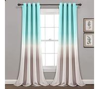 Lush Decor Set di tende oscuranti per soggiorno, sala da pranzo, camera da letto (coppia), 241,3 x 132,1 cm (lunghezza x larghezza), L, colore: verde acqua e grigio