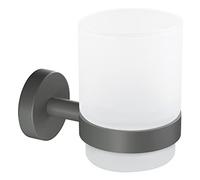 (TG. 96 mm x 70 mm x 109 mm) Tesa MOON GREY Porta Spazzolino in Vetro Satinato,