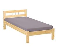 Inter Link - Letto in legno - Struttura letto - Struttura letto - Letto per ragazzi - Letto per ospiti - Letto singolo - Letto moderno in legno di pino massiccio - senza rete a doghe - Laccato naturale - Jana 90 x 200 cm