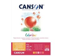 (TG. A3) Canson Colorline- Blocco collato lato corto di 25 fogli A3, 150 g/m²,