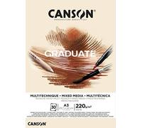 (TG. A3) CANSON Graduate Mixed Media naturale,album da disegno collato lato cort