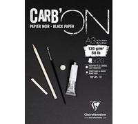 (TG. A3) Clairefontaine 975040C Blocco Incollato, A3, 20 Fogli, Nero - NUOVO