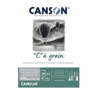 (TG. A3- Grigio) Canson"C" Grain Blocco A3, 30 fogli, 250 g/m2, grigio melange