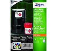 (TG. A4) Avery B 7170-50 formato A4, Ultra resistenti impermeabili GHS BS5609 et