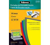 (TG. A4) Fellowes 936642 - Copertine en PVC 100 pezzi, bianco opaco - NUOVO