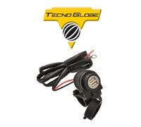 TG-ALIM-2USB TECNO GLOBE CARICATORE USB TG CHARGER 12V TELEFONO GPS MP3 UNIVERS