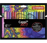 Fibre-Tip Pen with Cap-Ring - STABILO Cappi - ARTY - Pack of 18 - Assorted Colou