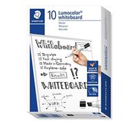 (TG. Box 10) STAEDTLER Lumocolor whiteboard marker, 10 pennarelli di colore nero