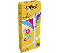 (TG. Box x 12) Bic4 Colours Fun Penna a scatto, Punta Media 1,0 mm, Fusto verde