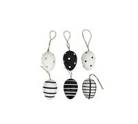 (TG. ca. 4cm) HEITMANN DECO Set di 6 uova da appendere in bianco e nero, motivo