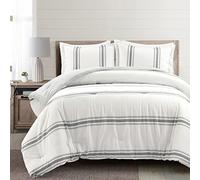 (TG. California King) Lush Decor Farmhouse Stripe reversibile oversize 3 pezzi i