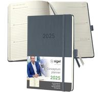 (TG. circa A5) SIGEL C2566 Conceptum Agenda settimanale 2025, circa A5, grigio s