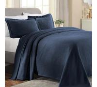(TG. Completo) Superior Paisley Jacquard Matelassé Copriletto, Cotone, Blu Navy