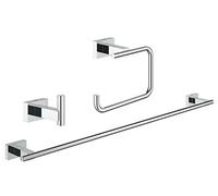 (TG. con 3 Pezzi) Grohe Essentials Cube Set Accessori Bagno 3 in 1, Cromo, con 3