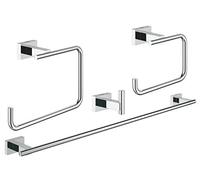 (TG. con 4 Pezzi) Grohe Essentials Cube Set Accessori Bagno 4 in 1, Ottone, Crom
