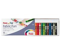 (TG. conf 15 pezzi) Pentel PTS Pastelli per Tessuti Fabric Fun confezione 15 col